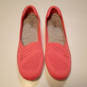 Clarks Cloudsteppers Ballet Flats Coral Washable Perforated Slip On Size 7